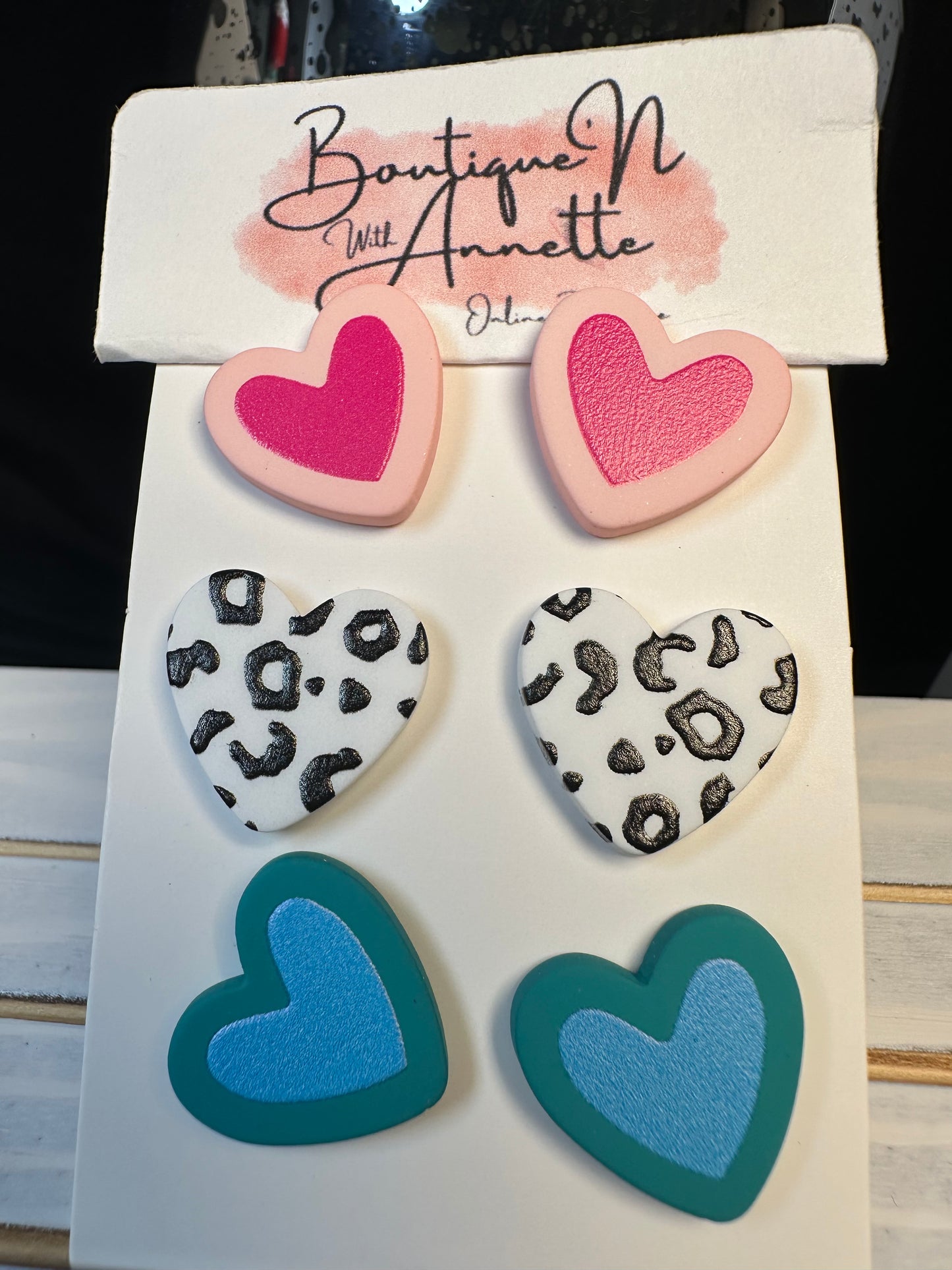 Heart stud earring set