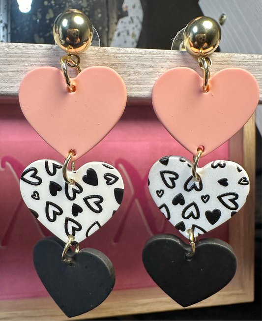 Pink/Black tiered heart