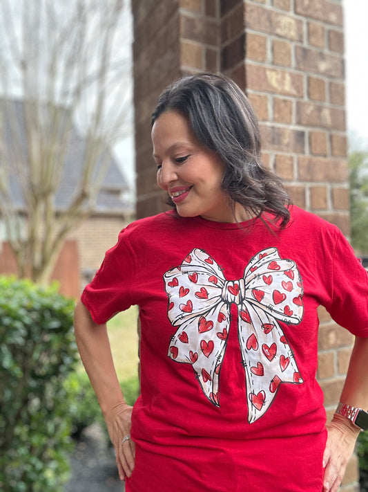 Red Bow Heart Shirt