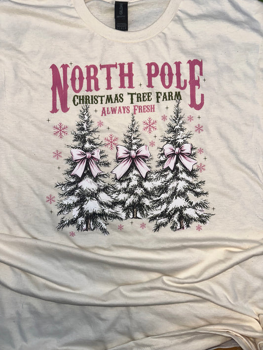 Pink Christmas Tree Farm Short Sleeve Shirt