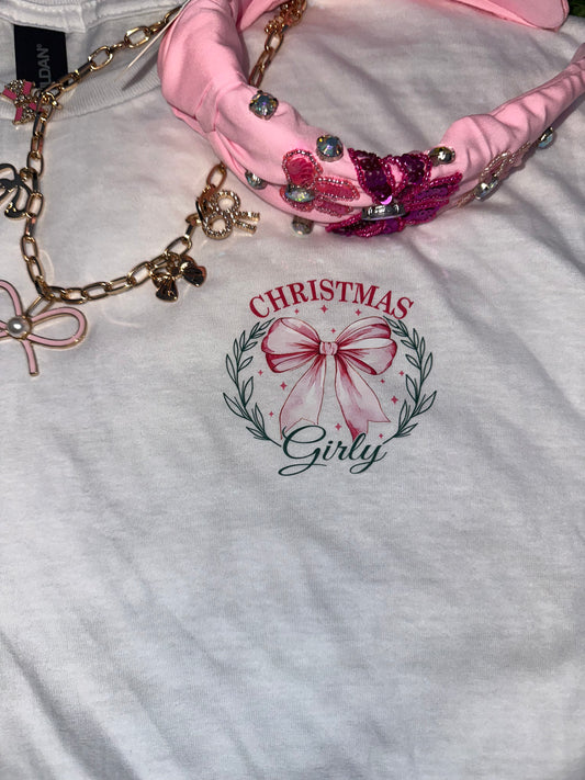 Pink Christmas Coquette Short Sleeve Shirt