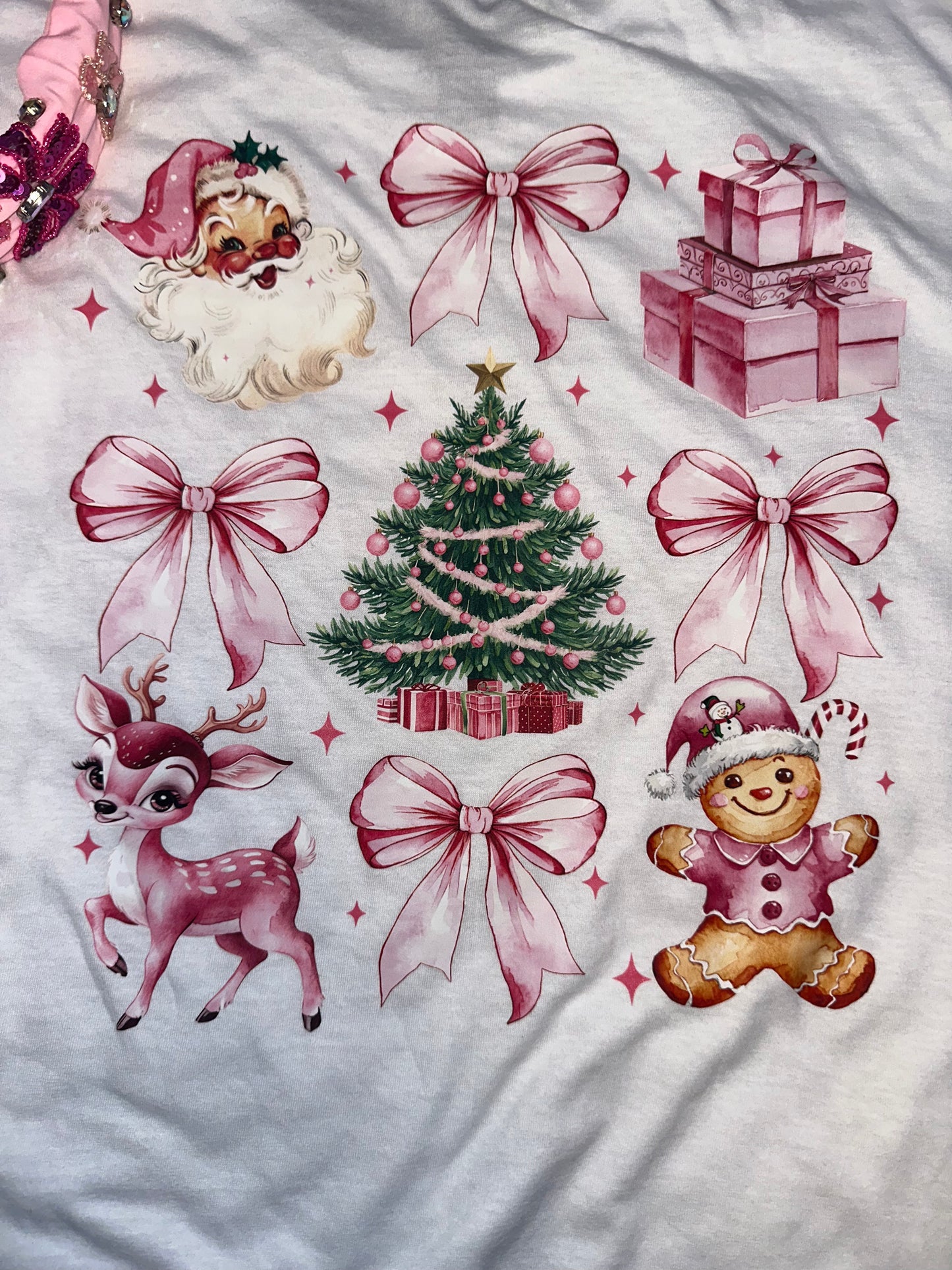 Pink Christmas Coquette Short Sleeve Shirt