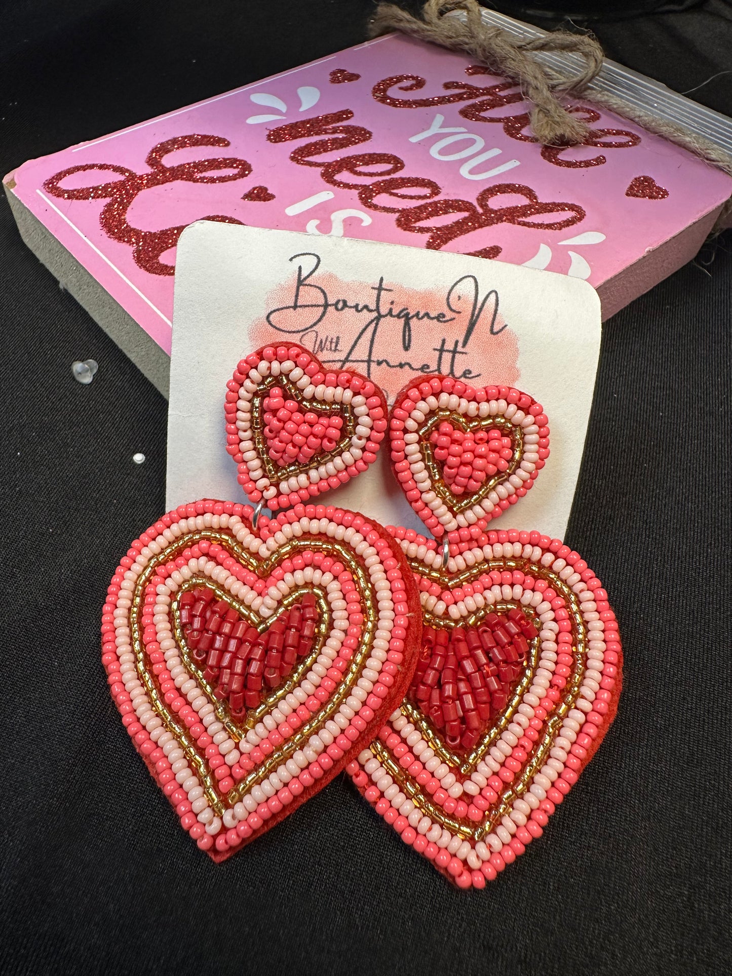 Beaded Heart Earring